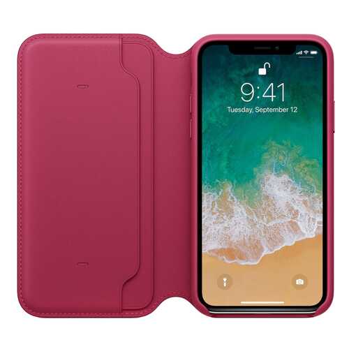 Чехол Apple Leather Folio для Apple iPhone X Лесная ягода в Евросеть