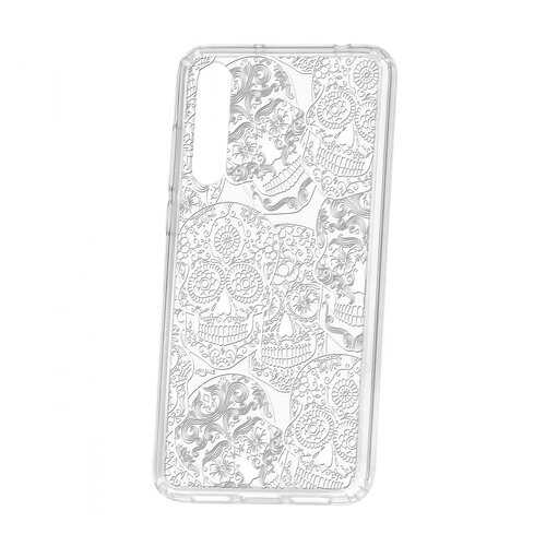 Чехол Kruche Huawei P20 Pro (Plus) Print Skull White в Евросеть