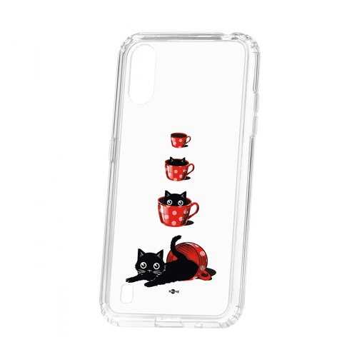 Чехол Kruche Samsung Galaxy A01/A015 Print Котенок в чашке в Евросеть