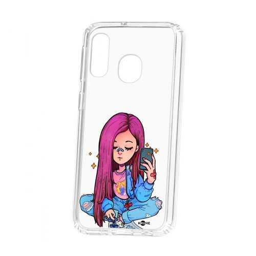 Чехол Kruche Samsung Galaxy A40 Print Pink Hair в Евросеть