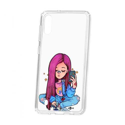 Чехол Kruche Samsung Galaxy M10 Print Pink Hair в Евросеть