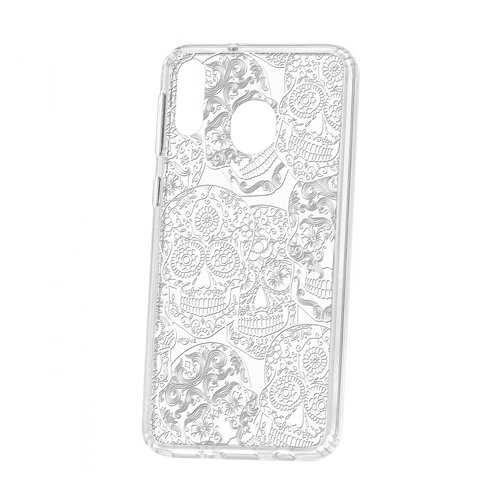 Чехол Kruche Samsung Galaxy M20 Print Skull White в Евросеть