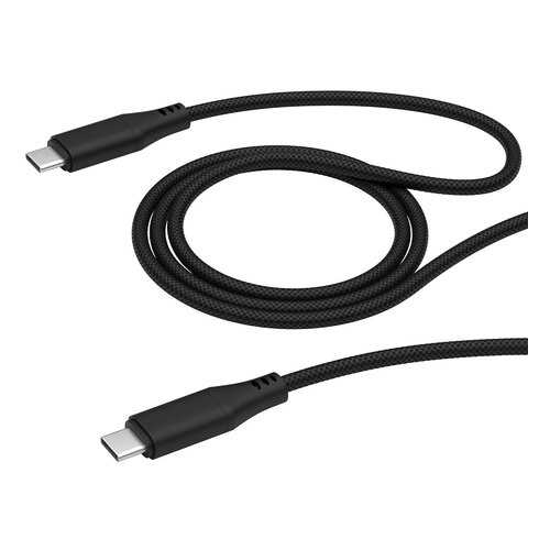 Кабель DEPPA USB-C - USB-C, 5A, 100W, 1м, ткань, черный/72284 в Евросеть