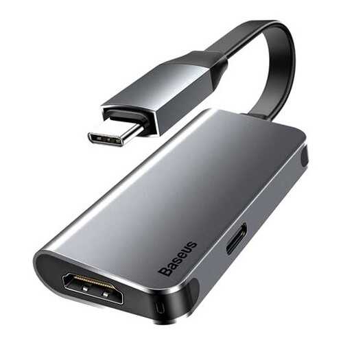 Переходник Baseus Little box USB-C/HDMI+USB-C CAHUB-E0G (Dark Grey) в Евросеть