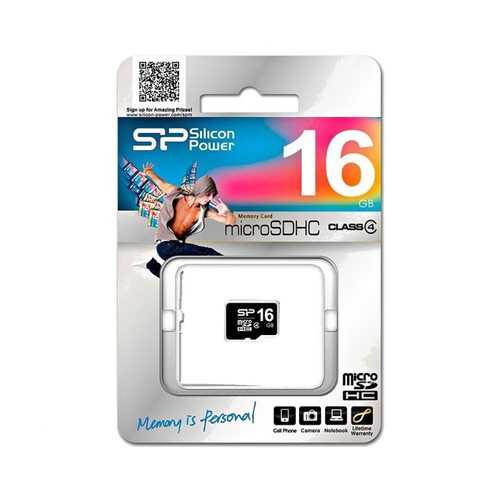 Флеш карта microSD 16GB Silicon Power microSDHC Class 4 в Евросеть