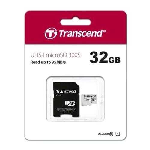 Карта памяти Transcend microSDHC 32Gb Class10 (TS32GUSD300S-A) + adapter в Евросеть