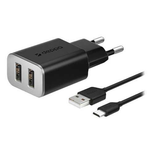 Deppa СЗУ2 2.4A+microUSB black в Евросеть