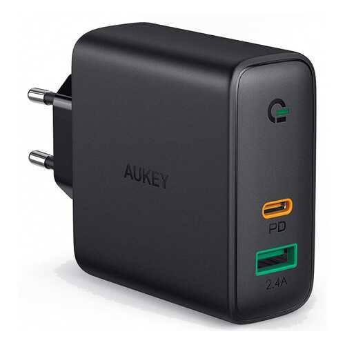 Сетевое зарядное устройство Aukey Dual-Port 60W PD Wall Charger with Dynamic Detect Black в Евросеть